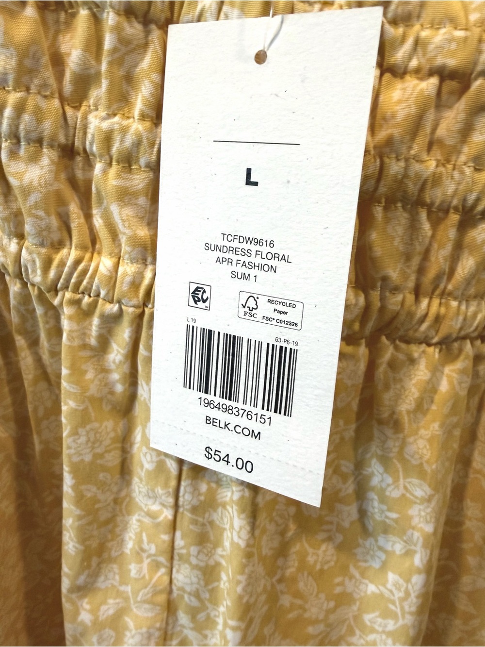 🎅🏻 SALE True Craft NWT large Yellow Smocked Strap maxi Sundress - Picture 5 of 7